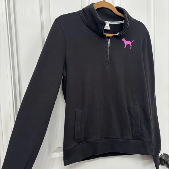 Black Quarter Zip Pullover | Victoria’s Secret PINK M - Picture 3 of 8